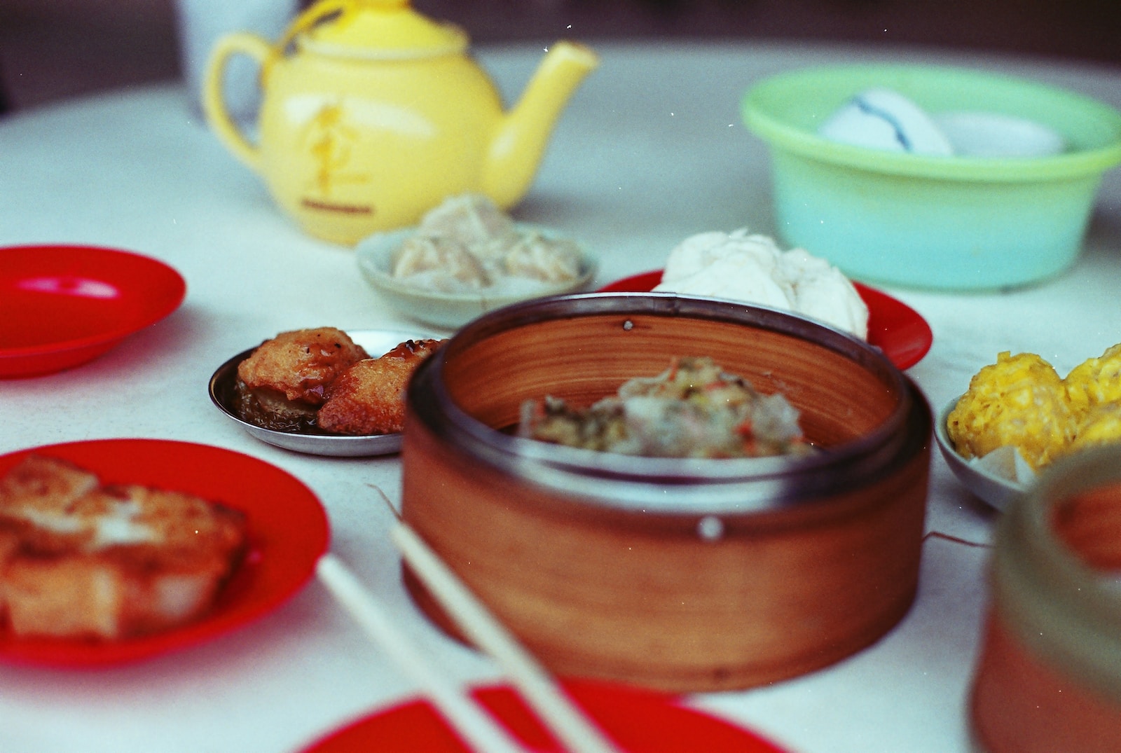 Dim Sum Ritual cooked foods on brown bowls and saucers